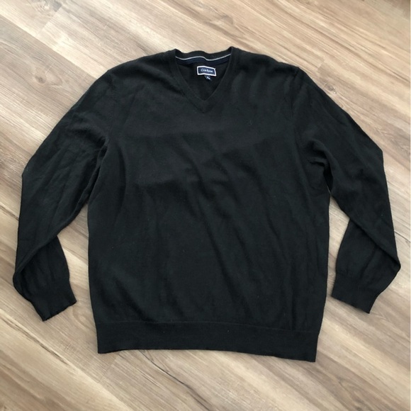 Club Room Other - Club Room Black Marino Wool Blend V-neck Sweater Men XL